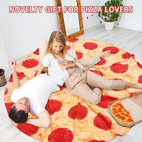 Miniatura 6 de Manta de pizza tamaño adulto, 71 pulgadas, doble cara 290 GSM, manta realista de franela de pizza Pepperoni, regalo novedoso para los amantes de la