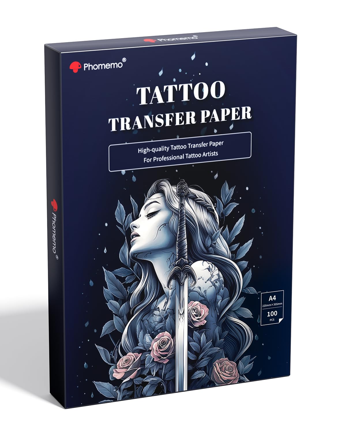 Phomemo Premium Tattoo Transfer Papier, M08F Plus Transferpapier Tattoo Transfer Papier für Tattooing, Kompatibel mit M08F Plus L85 Tattoos Drucker, 100 Blätter