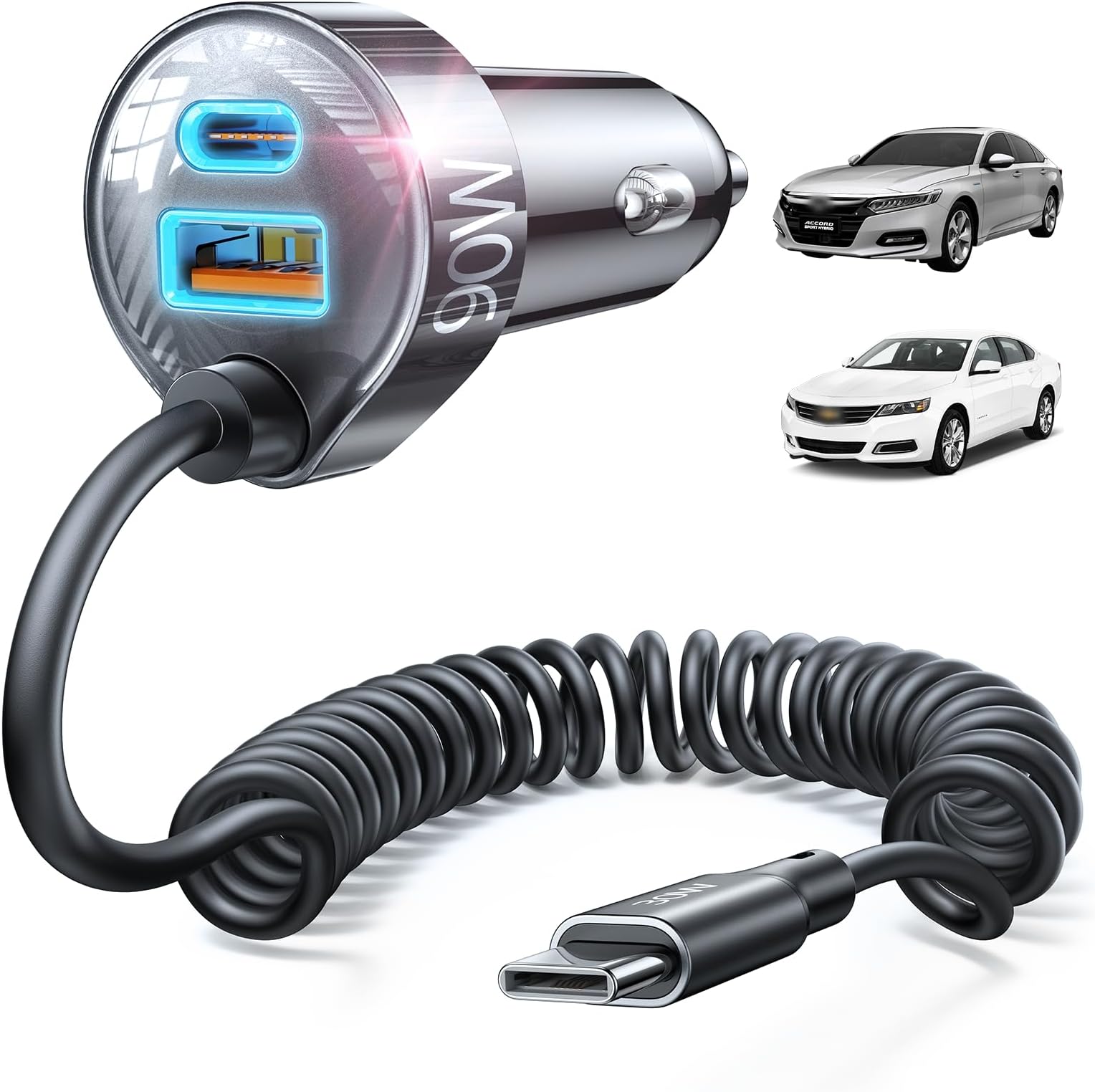 LISEN 90W for iPhone 17 16 15 Pro Max Car Charger USB C Fast Charge,Super Fast for iPhone 17 16 Car Charger USB C Adapter for iPhone 17e 16 15 Pro Max Plus Air,Samsung Galaxy S26 Ultra, Android,72inch