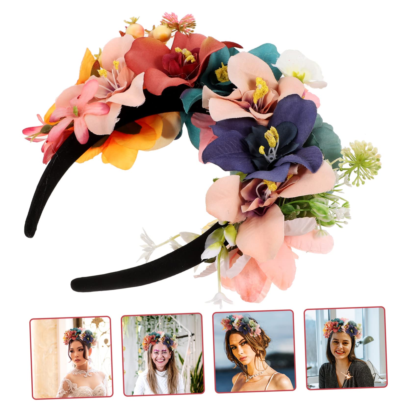 VICASKY 5stücke Braut Blumenkranz Haarschmuck Mit Verstellbarem Band Künstliche Blumenkrone Für Hochzeiten Partys Festivals Und Fotoshootings Elegantes Haarband Für Damen