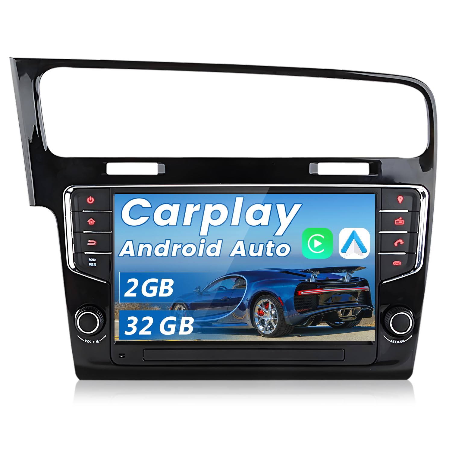 Junsun Android Autoradio für VW Golf 7 / VII (2013-2017) 2GB+32GB with 9 Zoll Touchscreen CarPlay, Android Auto, FM Radio, Bluetooth, WLAN, Navigtion, Lenkradsteuerung