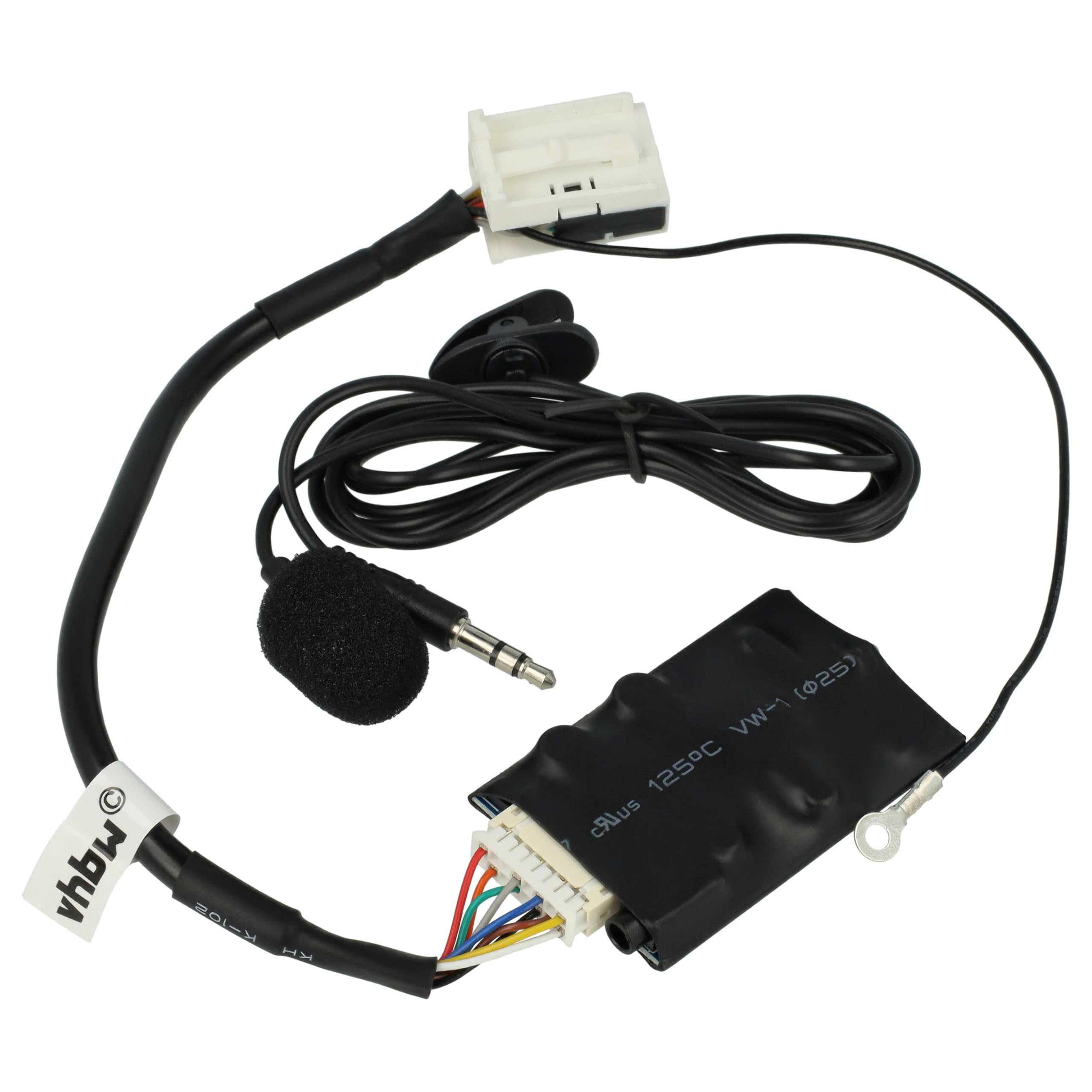 vhbw Adaptador Bluetooth Compatible con Audi A3 2008-2010 Navi RNS-E (sin MMI), Navigation Plus 3 Radio Coche - Incl. micrófono, Cable Jack + Clip