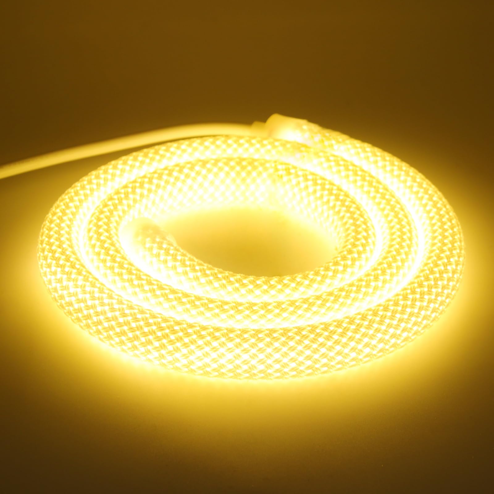 12V Neon LED Streifen 5M, 360° Rundes Maschenrohr Neon Band, SMD2835 240LEDs/m Warmweiß IP67 Wasserdichtes Schlauch Lichtband für Weihnachten, Hochzeiten, Innen/Außen Dekoration（Ohne Adapter）