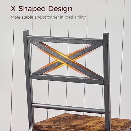 Miniatura 9 de Juego de 4 sillas de comedor, sillas de cocina de madera rústica con respaldo, sillas de comedor estilo granja para cocina, silla de estilo