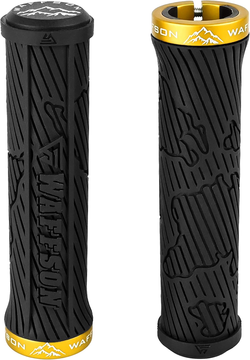 WFS World Map MTB Single Lock-on Grips for Mountain Bikes, Road & City Bike, 33mm OD for Soft Comfortable Ergonomic Anti-Slip, 22.2mm ID Locking Handlebar Grips for Trail, Enduro, Downhill, 1 Pair