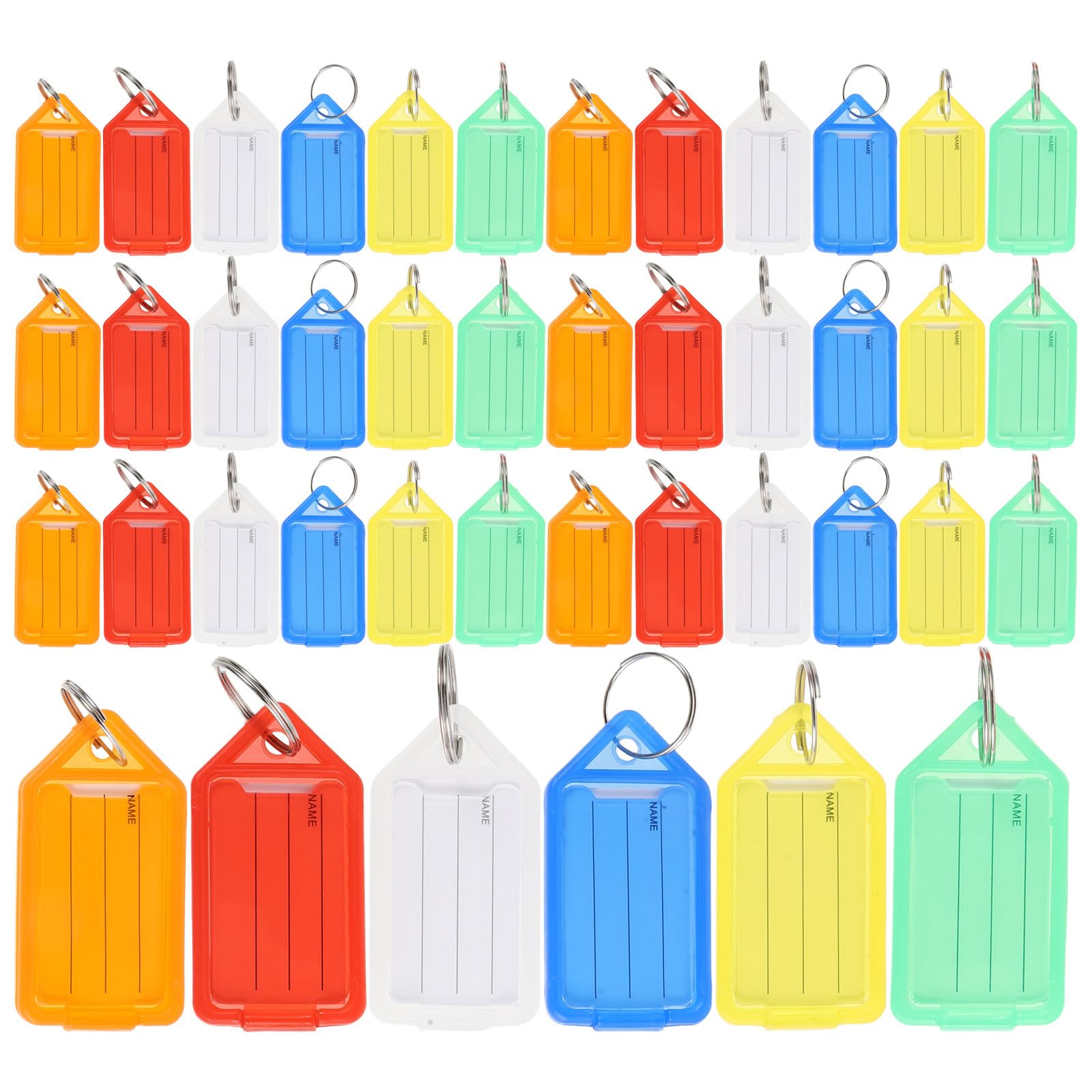 Artibetter 100 portachiavi: portachiavi in ​​plastica colorati da 2,2x1" con anelli aperti, identificativi, e etichette scrivibili, adatti per chiavette USB, animali domestici, borse, bagagli