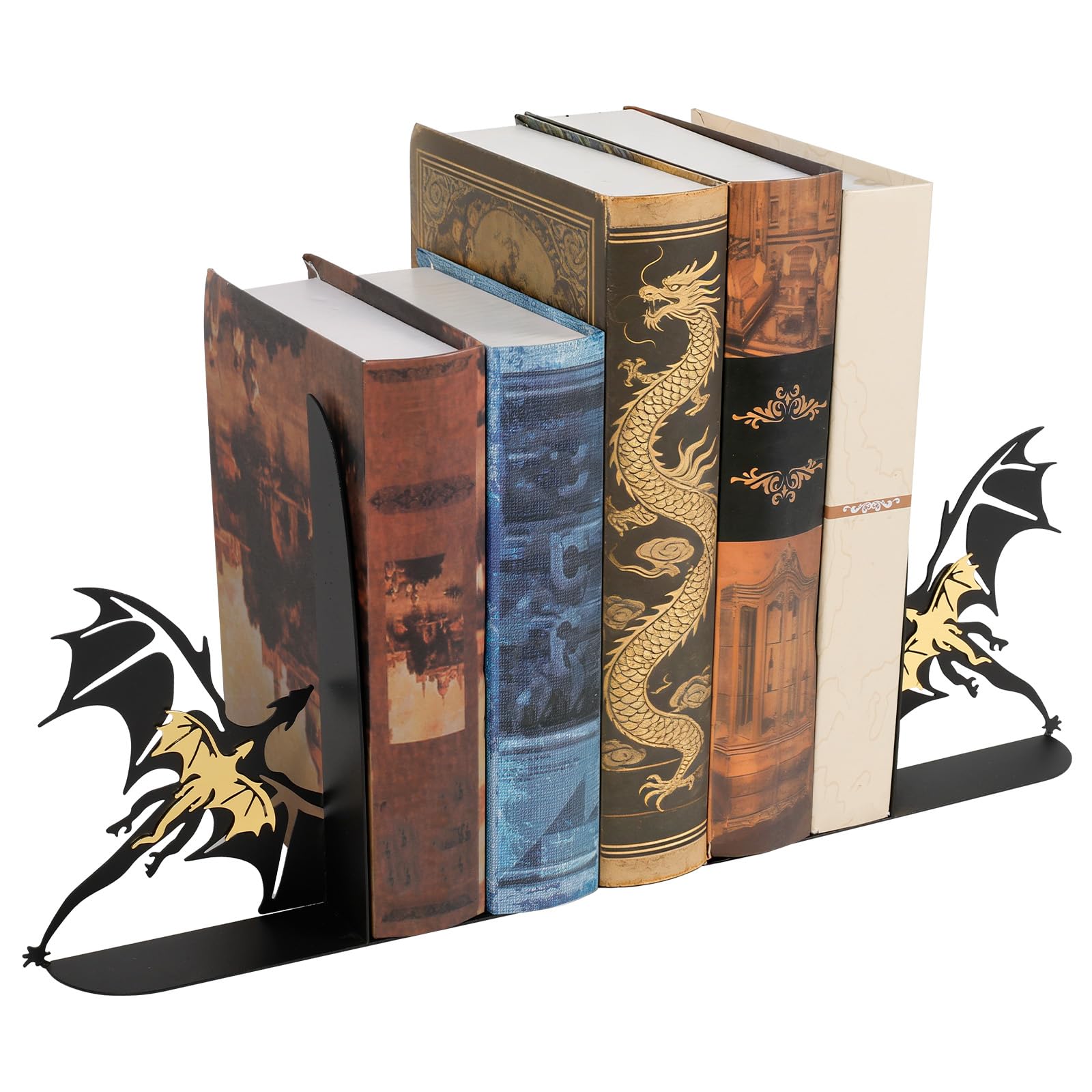 Ghshanog Style 2 2 Pieces Metal Bookends, 23X20cm Desk Book Holder, Decorative Book Stoppers, Non Slip Bookshelf Decor For Home Office Library Bookshelf Heavy Books(Style 2)