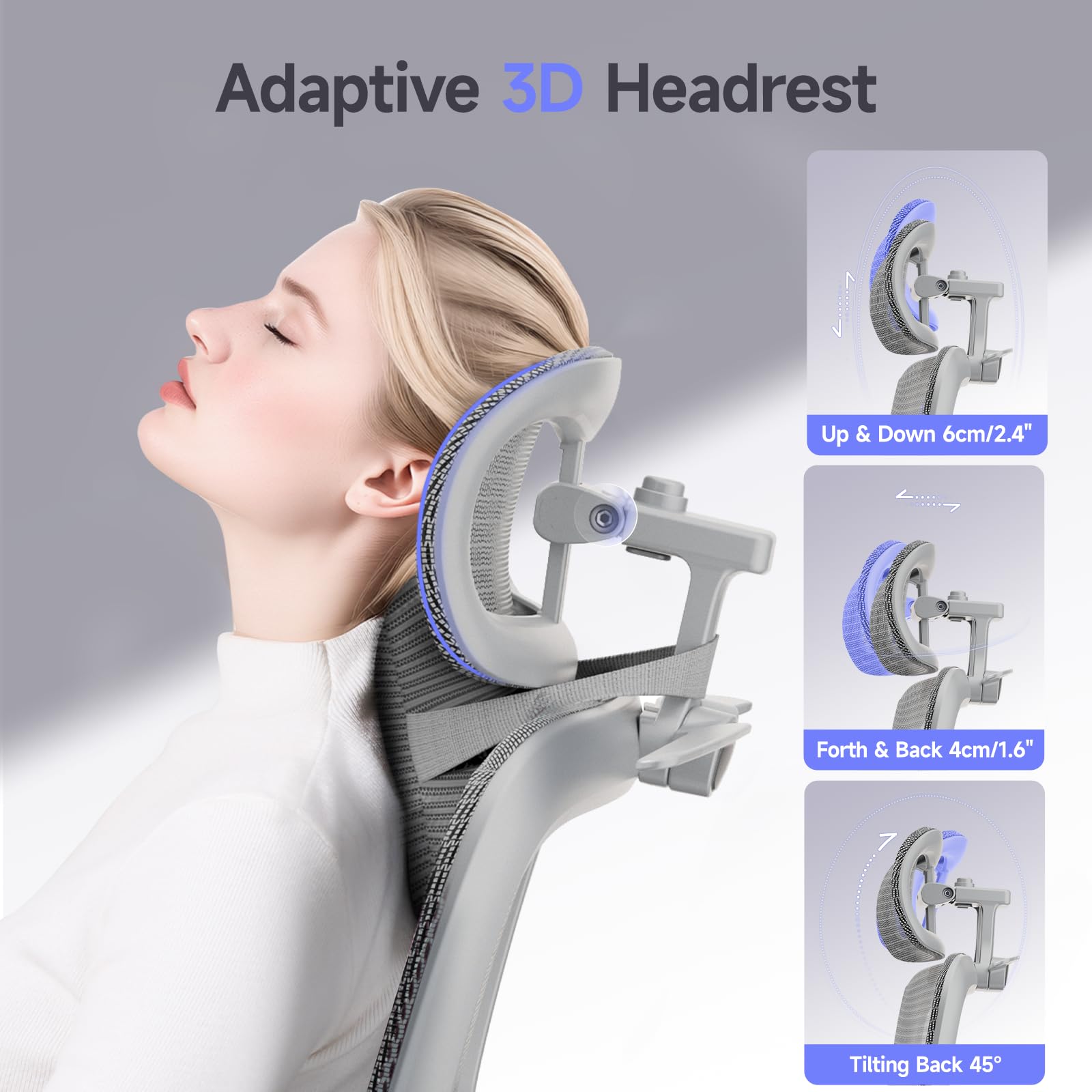 LarkLeaves Silla de Oficina Ergonómica con Reposapiés Gris L10 Pro | Malla transpirable, soporte lumbar 2D, respaldo ajustable, reposabrazos 3D, inclinación 145 grados, ruedas goma