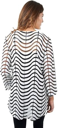 Joseph Ribkoff Black & White Semi-Sheer Zig Zag Striped Jacket Style 171816
