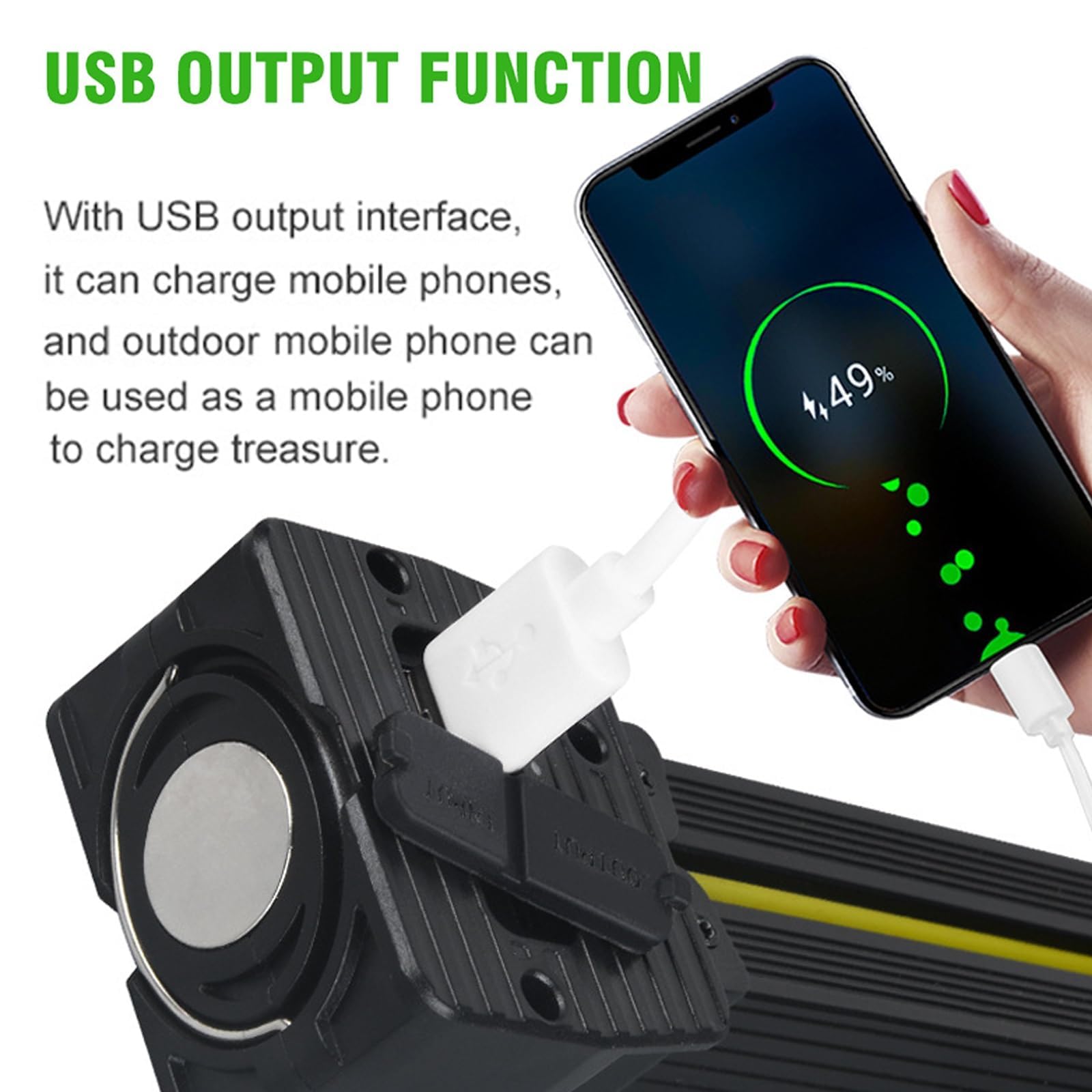 Lampe De Gym Portable Magnétique - 6 Niveaux De Luminosité, Tête Rotative 180° - Étanche IPX4, Pour Fitness, Bricolage, Urgence - 10