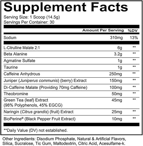 Vista 68 de Redcon1 Total War - Suplemento para entrenamiento, 30 porciones, potencia la energía, aumenta la resistencia y el enfoque, con beta-alanina, 0.012