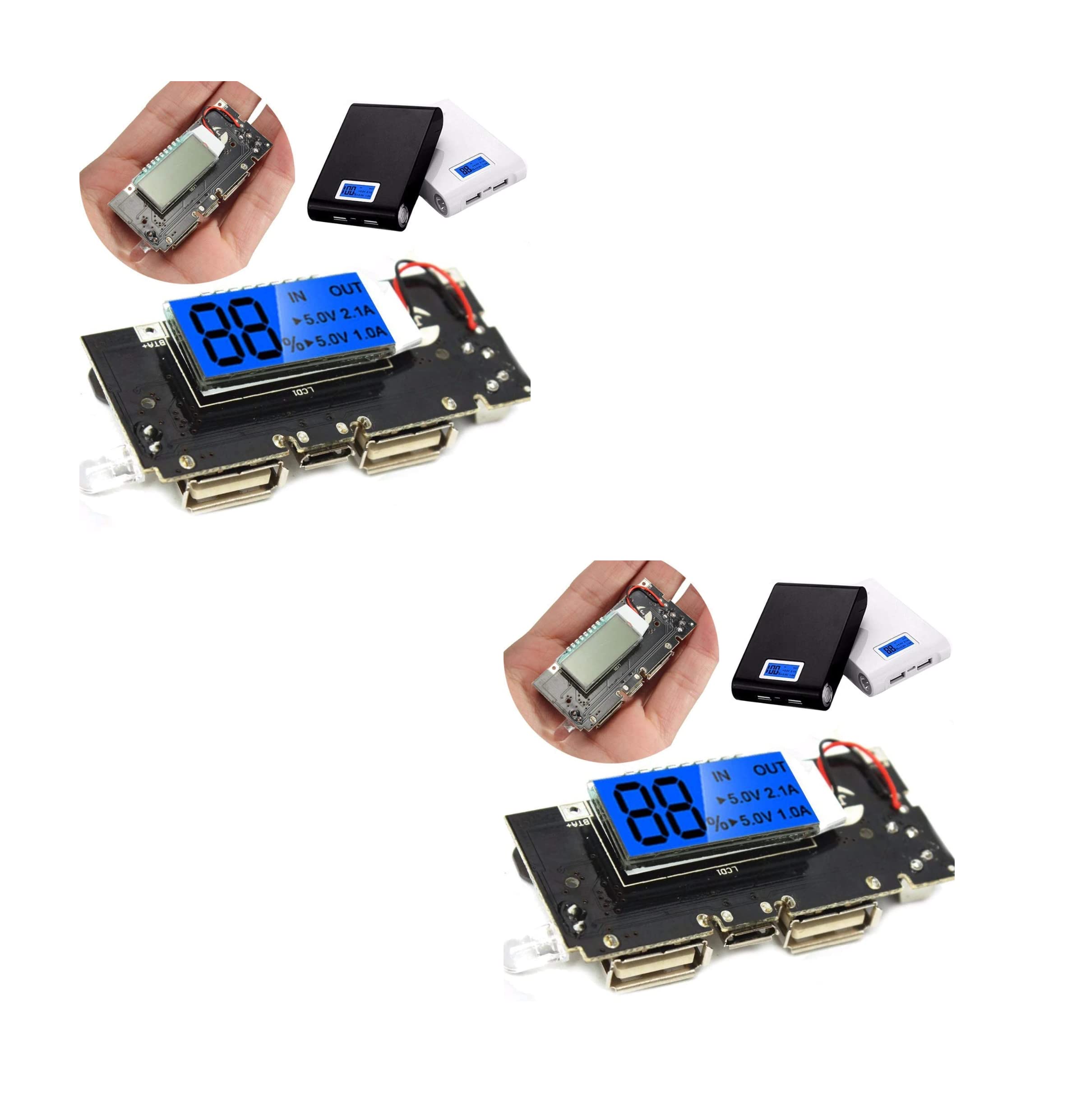 xcluma Dual USB 5V 1A 2.1A Mobile Power Bank 18650 Battery Charger PCB Module Board (Pack of 2)-image-6