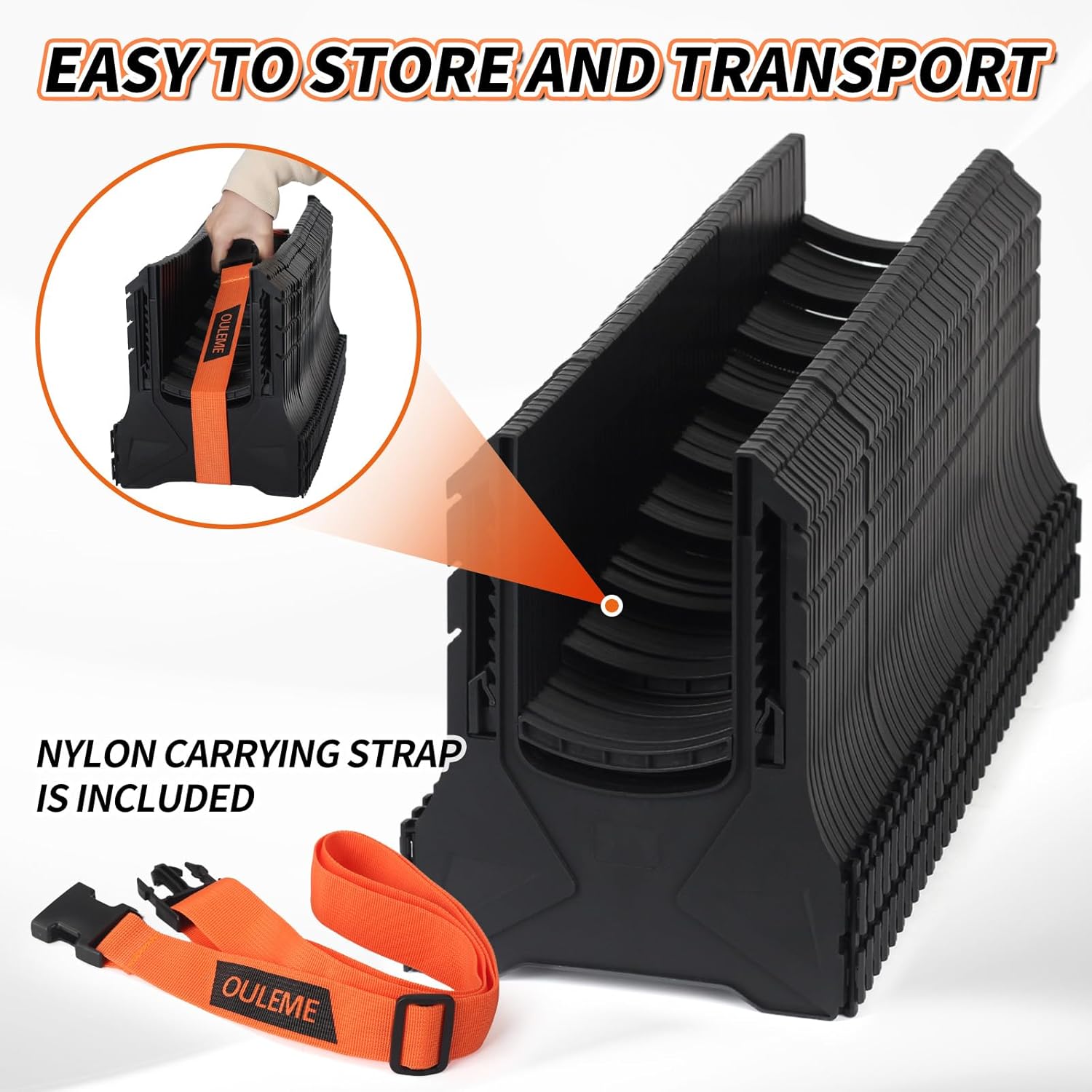 OULEME 30FT RV Sewer Hose Support, Black Tank Hose Holder with Rubber Band and Carry strap, Easy to Adjust Height for Camper Travel Trailers