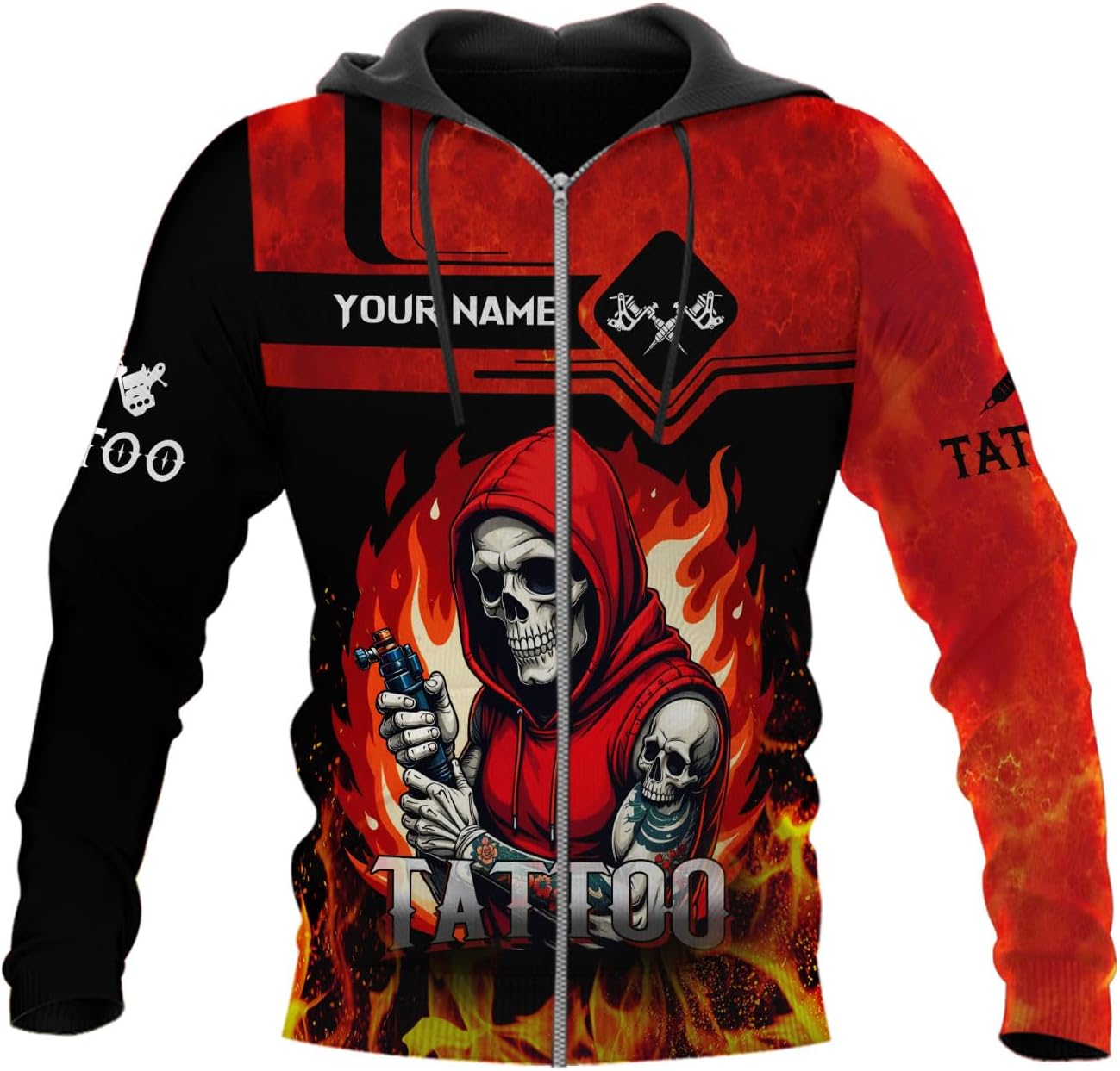 Personalized Tattoo Shirts for Men, Custom Name Tattoo Shirt, Tattoo Studio Uniform Hoodie Shirts Gift for Tattoo Lovers