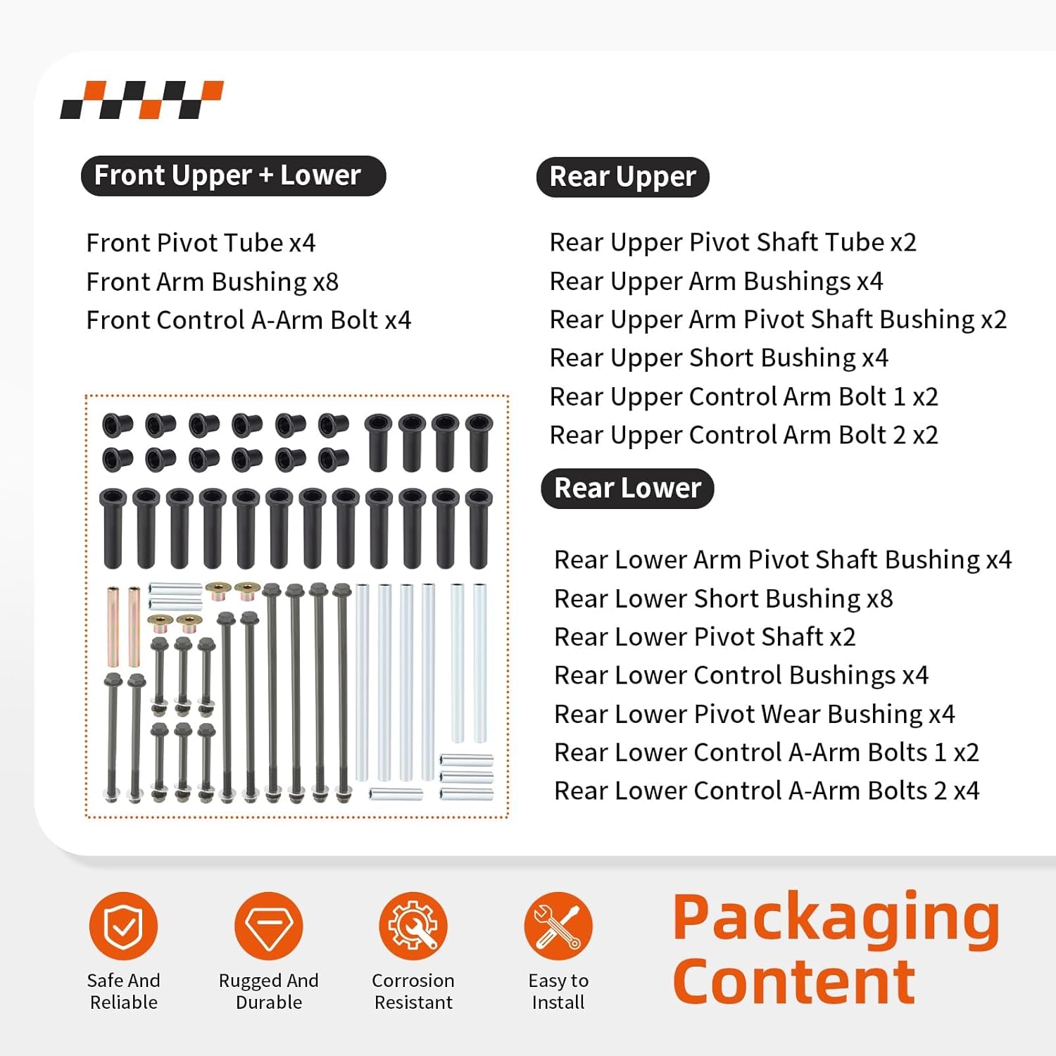 Heavy Duty Front & Rear A-Arm Bushing Bolt Kit For Polaris RZR 800 2008 S 4 2008-2014 5137104