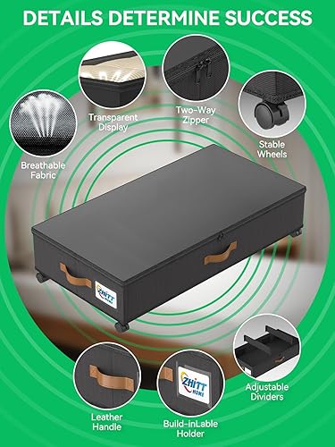 Miniatura 5 de Paquete de 2 unidades de almacenamiento debajo de la cama con ruedas, contenedores escalables para guardar zapatos debajo de la cama, organizador de