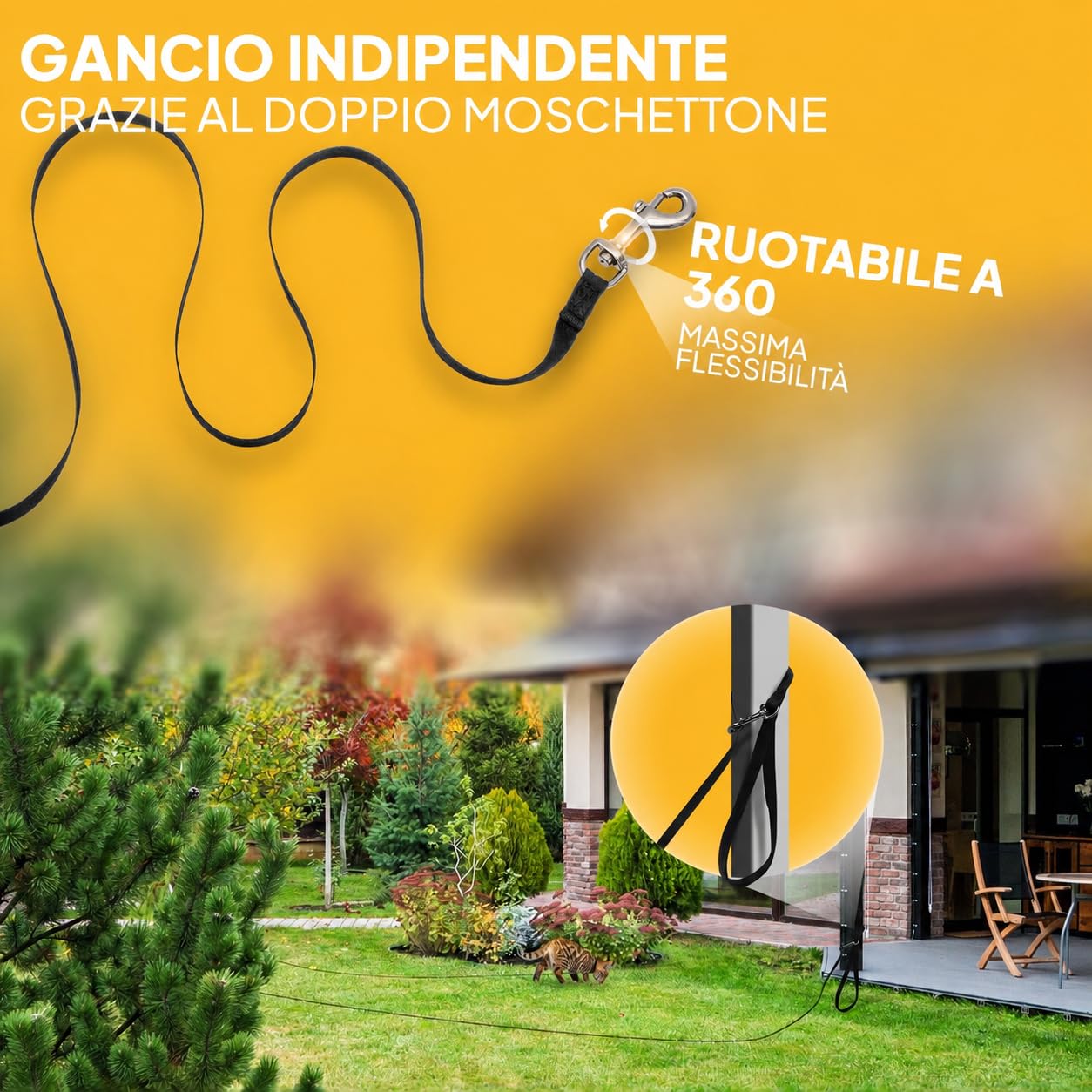Tierhood Guinzaglio per gatti - 15m - guinzaglio resistente da training e richiamo, moschettone sicuro