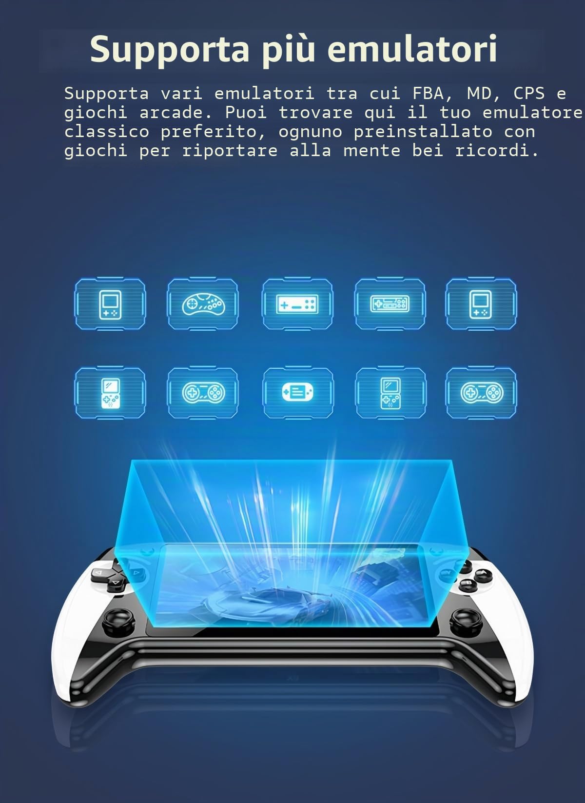 JXD 5,5 Pollici Console Portatile per Videogiochi Aspetto del Controller Multi Emulatore 6200 Giochi retrò Dispositivo di gioco MP3 MP4 Ideale per Interni/Esterni/Viaggi/Festival Regalo