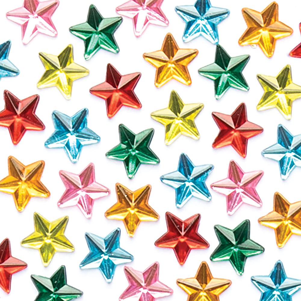 Baker Ross FX345 Star Self Adhesive Acrylic Jewels - Pack of 300, Kids Arts and Crafts Essentials, Gem Stickers for Children, Embellishments for Crafts