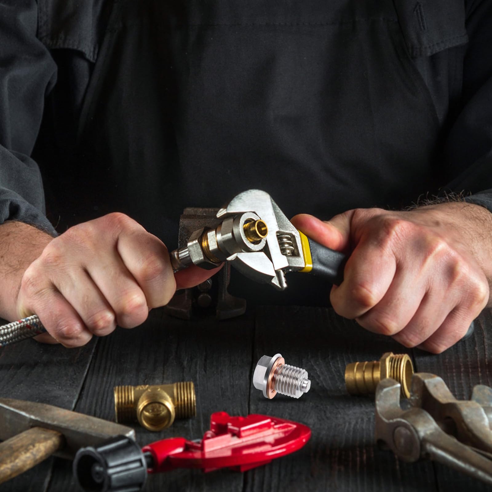 TUCKBOLD Bouchon De Vidange D'huile Pour Voiture, Moto, Bateau - Anti-fuite - Boulon De Vidange - Ton Argenté Avec 3 Joints En Cuivre M12,1-1,75 Mm