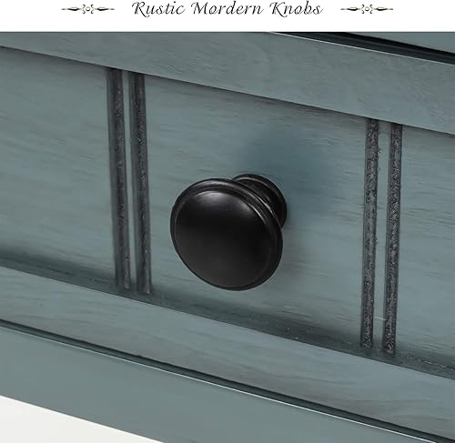 Miniatura 9 de Knocbel Mesa consola de entrada antigua delgada con cajones y estante inferior abierto, mesa de sofá de madera maciza para entrada, pasillo, sala de