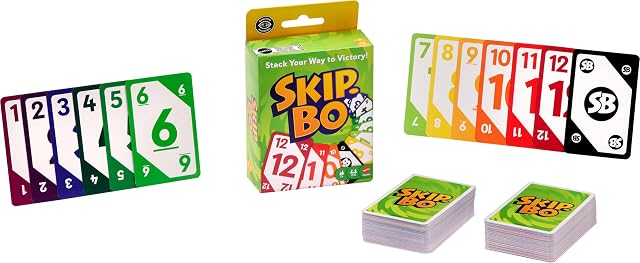 Jeu de Cartes Mattel Games Skip-Bo pour Enfants, Adultes & Soirées Familiales, Paquet Accessible aux Daltoniens pour 2 à 6 Joueurs Âgés de 7 ans et plus