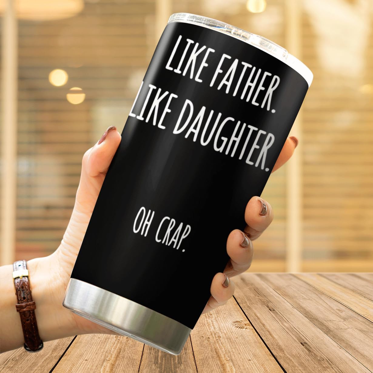 CUBICER Like Father Daughter Oh Crap Funny Quote Stainless Steel Tumbler 20 Oz For Dad And Gift Father'S Day Birthday Christmas Outdoor Heat Tea Bottle Cool Travel - Image 4
