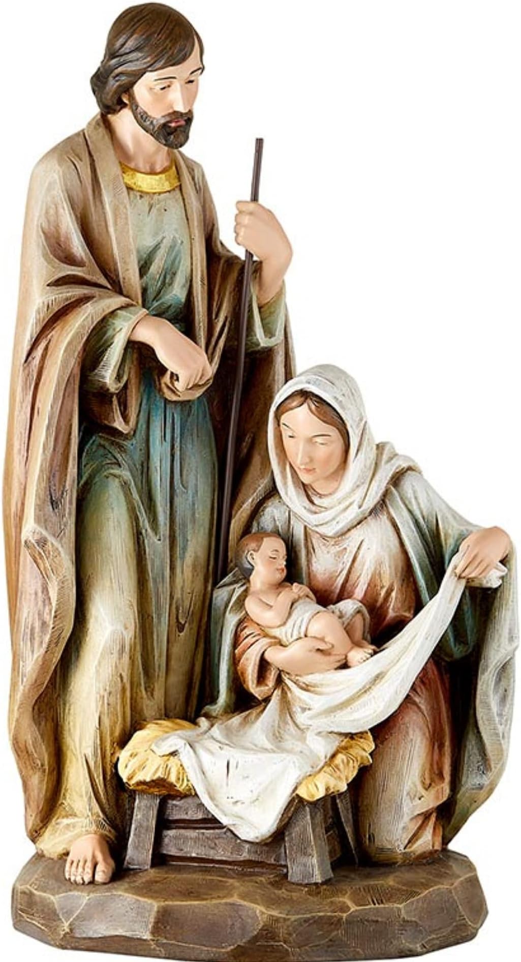 AutomHoly Family Statue Catholic Standing Home Decoration, Mary Joseph and Baby Jesus Figurines Religious Christmas Decor, 17 Inches