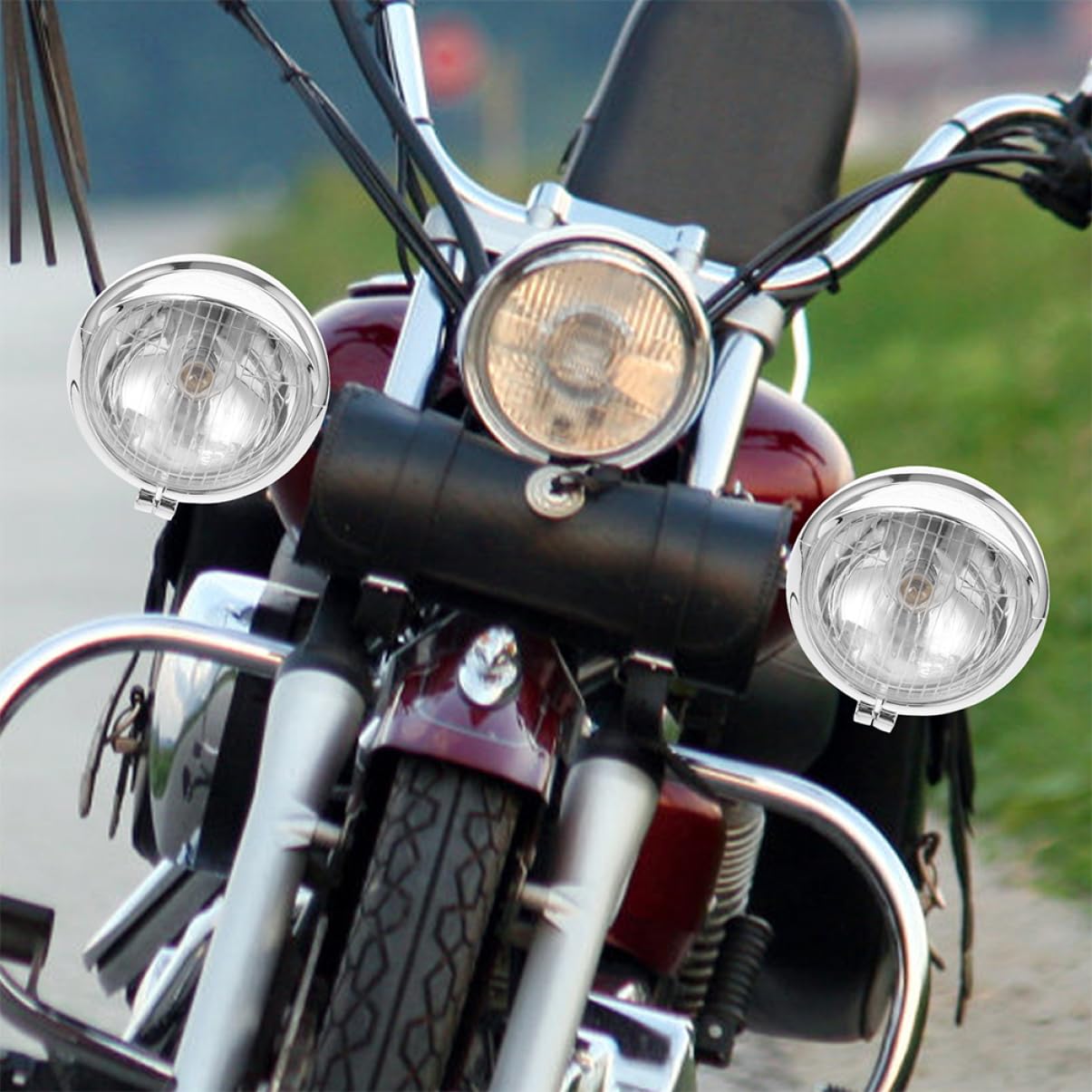 Fendinebbia per Moto 2pezzi in Abs Argento Vintage Retro per Varie Condizioni Climatiche e Scarsa Illuminazione Funzione di Maggiore Visibilità e Protezione
