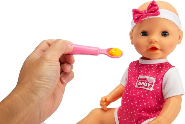 Simba New Born Baby Hungry - Juego de 5 cucharas mágicas con función de Sonido, hidratación y Humedad, 38 cm, a Partir de 2 años - 4