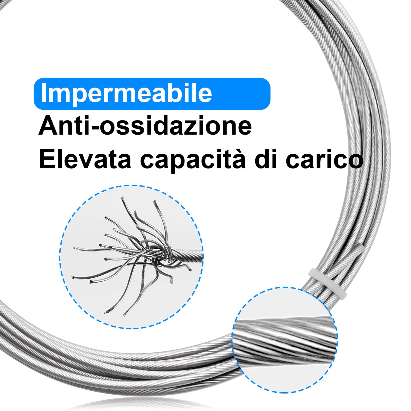5 m Bastone Tenda Doccia - Filo Stendibiancheria per Esterno, Filo per Tende In Acciaio per Foto, Stendibiancheria, Finestra