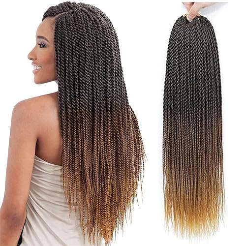 Miniatura 1 de Ailsa Cabello senegalés con ganchillo torcido  7 paquetes de 14 pulgadas Senegalés Twist Crochet Trenzas Cabello Mujeres Negras Extensiones de