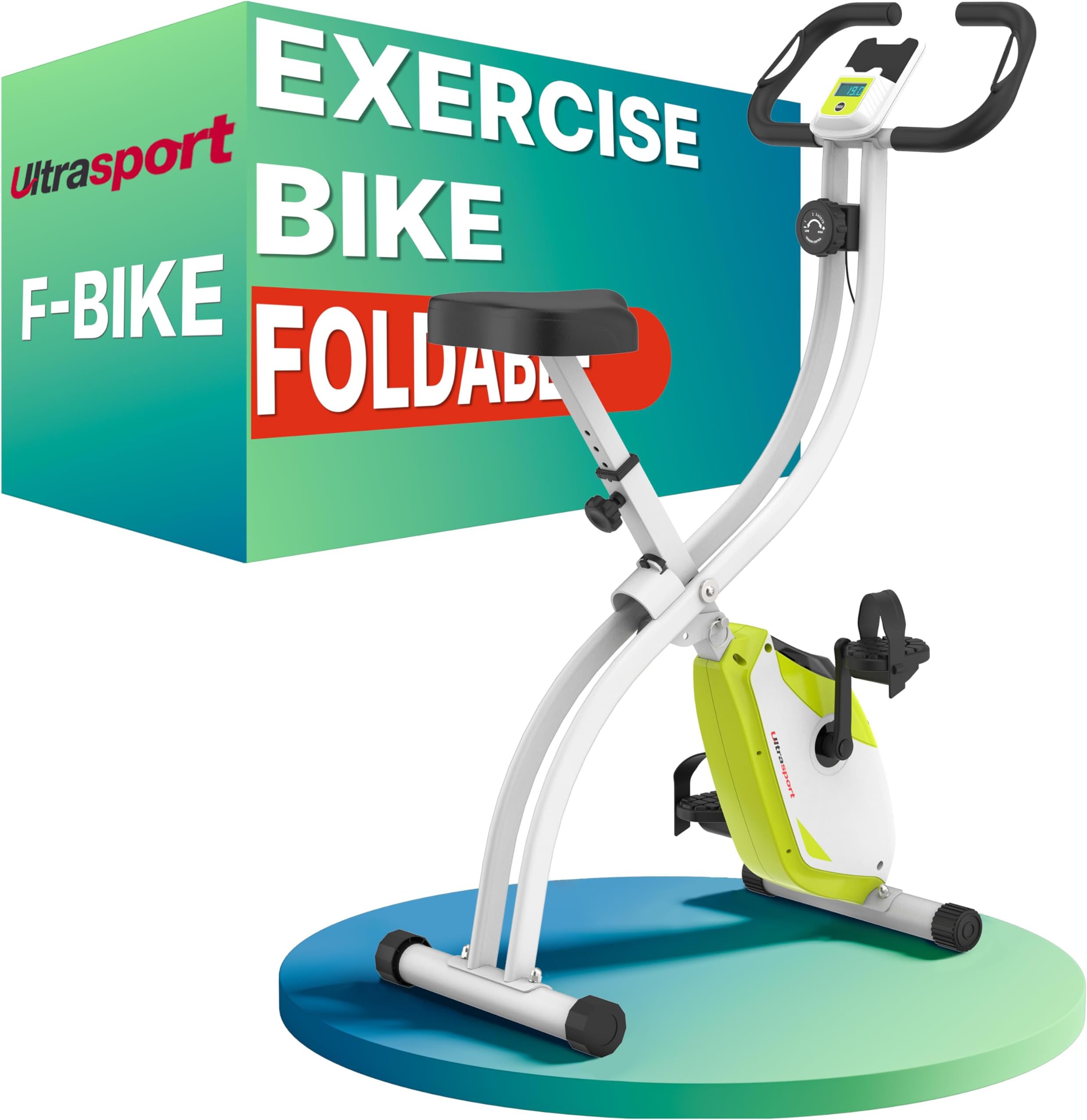 Ultrasport F-Bike Folding Exercise Bike 286 lbs Capacity, Extra Silent with Relax Foam Seat I Exercise Bikes for Home Use, Exercise Bike Foldable, Indoor Bike, Stationary Bike