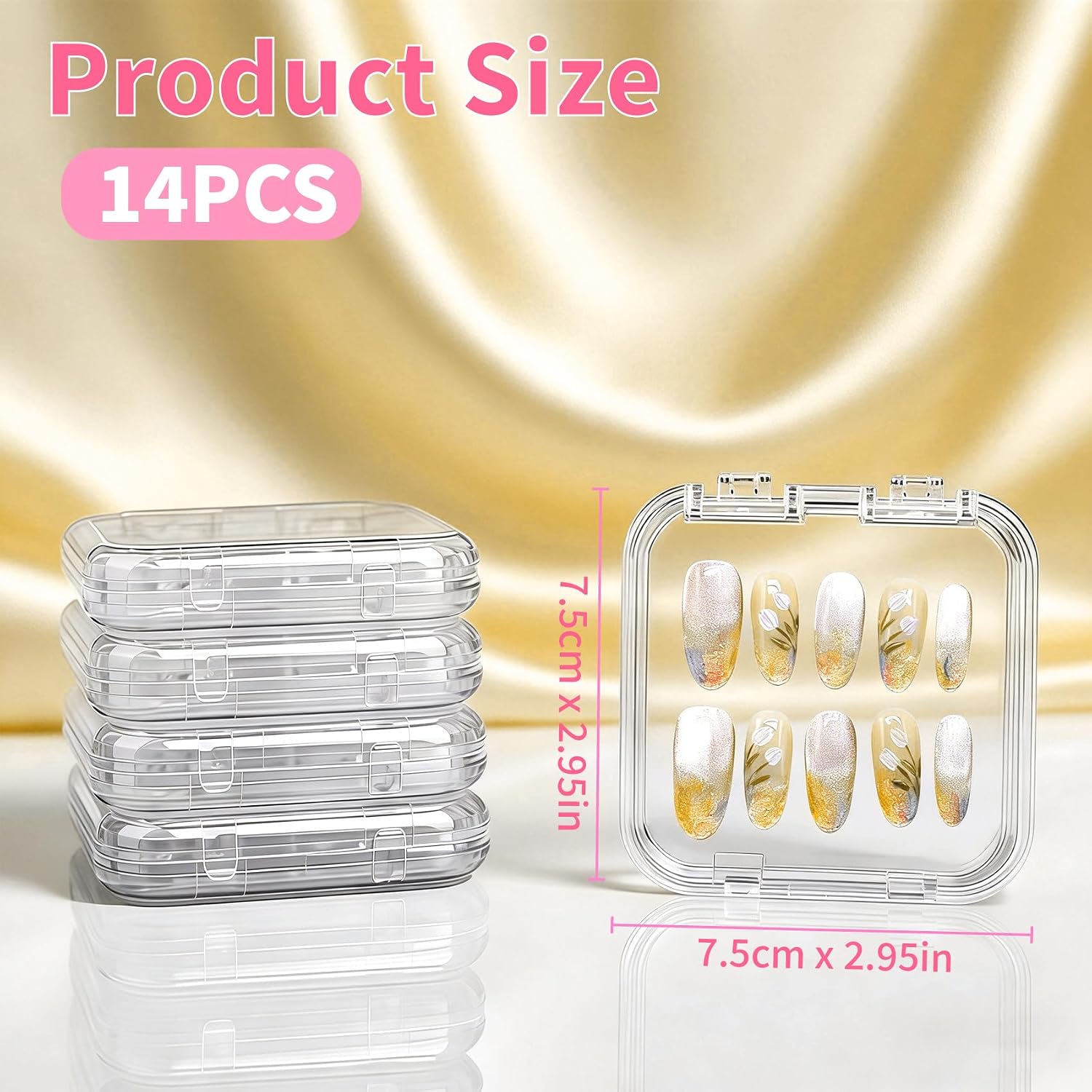 Press On Nail Packaging - 14pcs Acrylic Press On Nail Organizer Box,Transparent Display Case for Salon Home Storage image 2