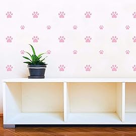 49 Pieces/Set Dog Paws Wall Decals Vinyl Pawprints Sticker Animal Footprint Wall Art Decoration for Kids Boy Girl Baby Nursery Bedroom Living Room Animal Tracks Decor YMX21 (Soft Pink)