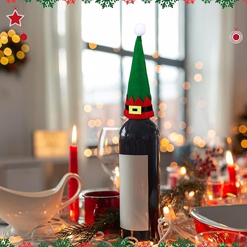 Miniatura 5 de Hiboom Juego de 50 soportes de cubiertos de Navidad de tela no tejida, bolsa de almacenamiento de cubiertos de Papá Noel para mesa, cubiertos,