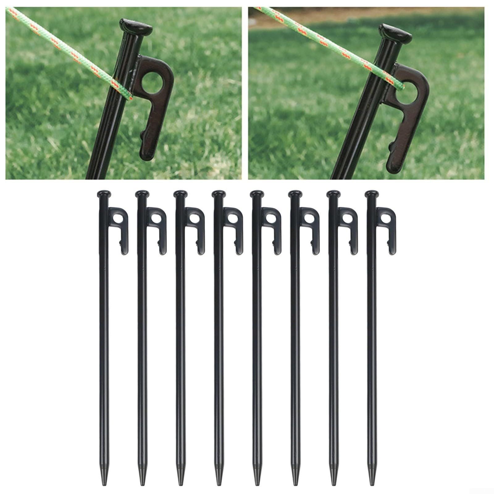 Estacas para tienda de campaña, 8 piezas de 30 cm, clavos de acero resistente para toldo al aire libre, para una fácil instalación, extracción y clavijas resistentes al viento