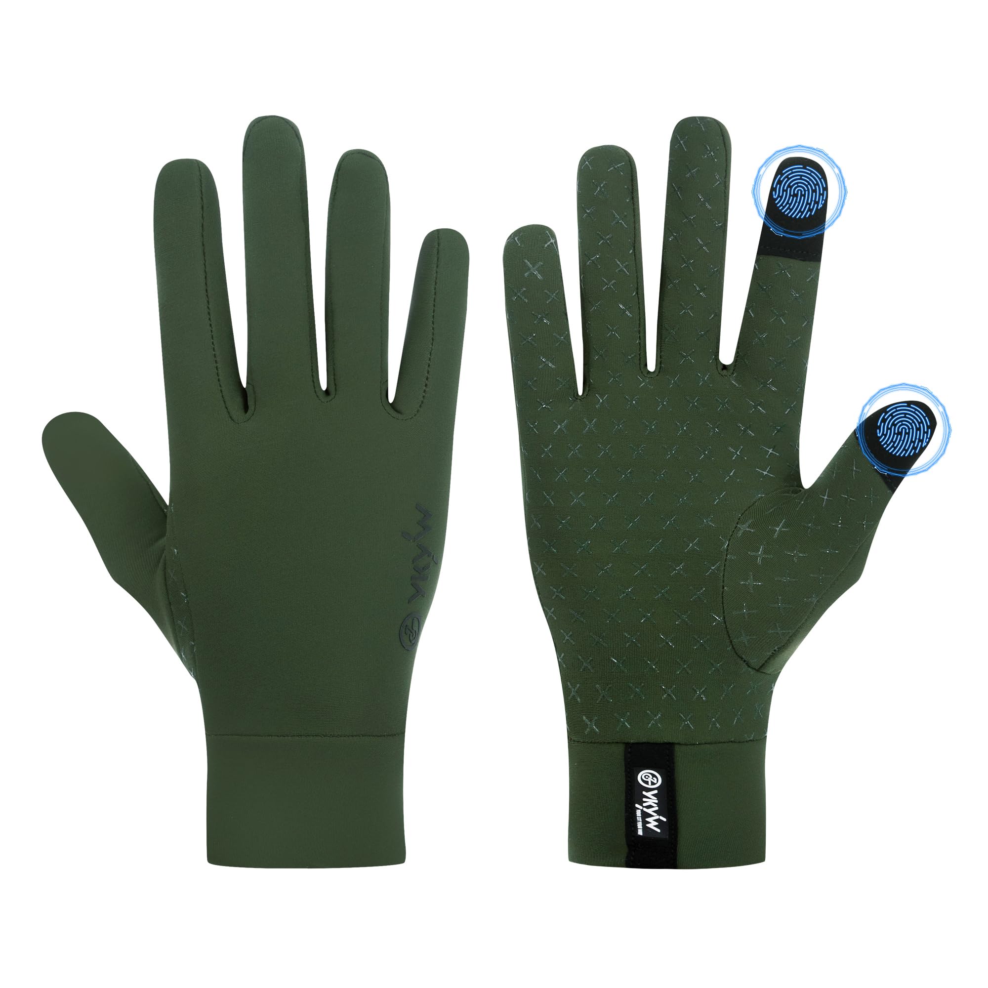 YKYWBIKE Winter-Fahrradhandschuhe für Herren und Damen, Touchscreen, gepolstert, wasserabweisend, winddicht, warm, rutschfest, für Laufen, Radfahren, Workout