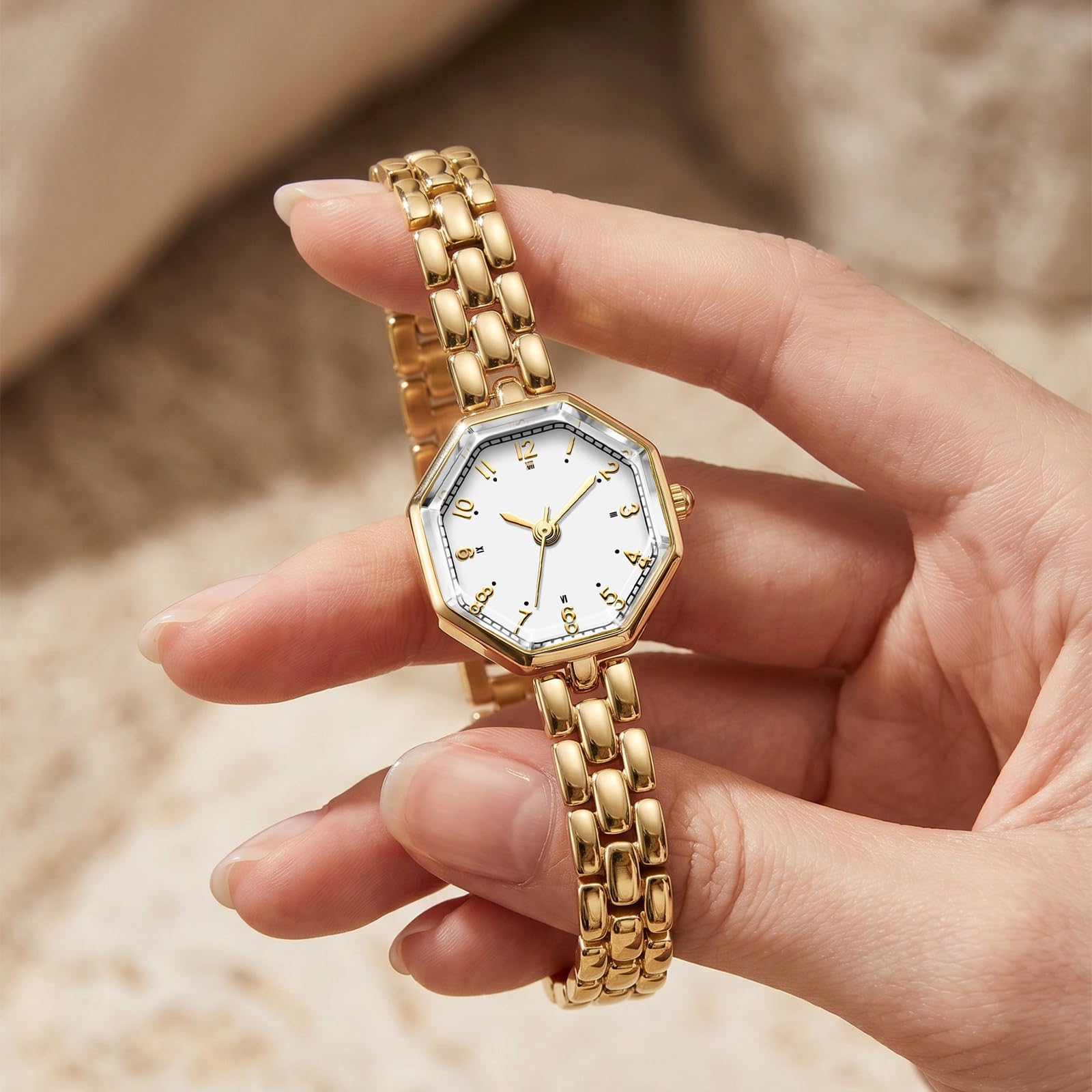 Orologio da donna ottagonale con quadrante piccolo e numeri di facile