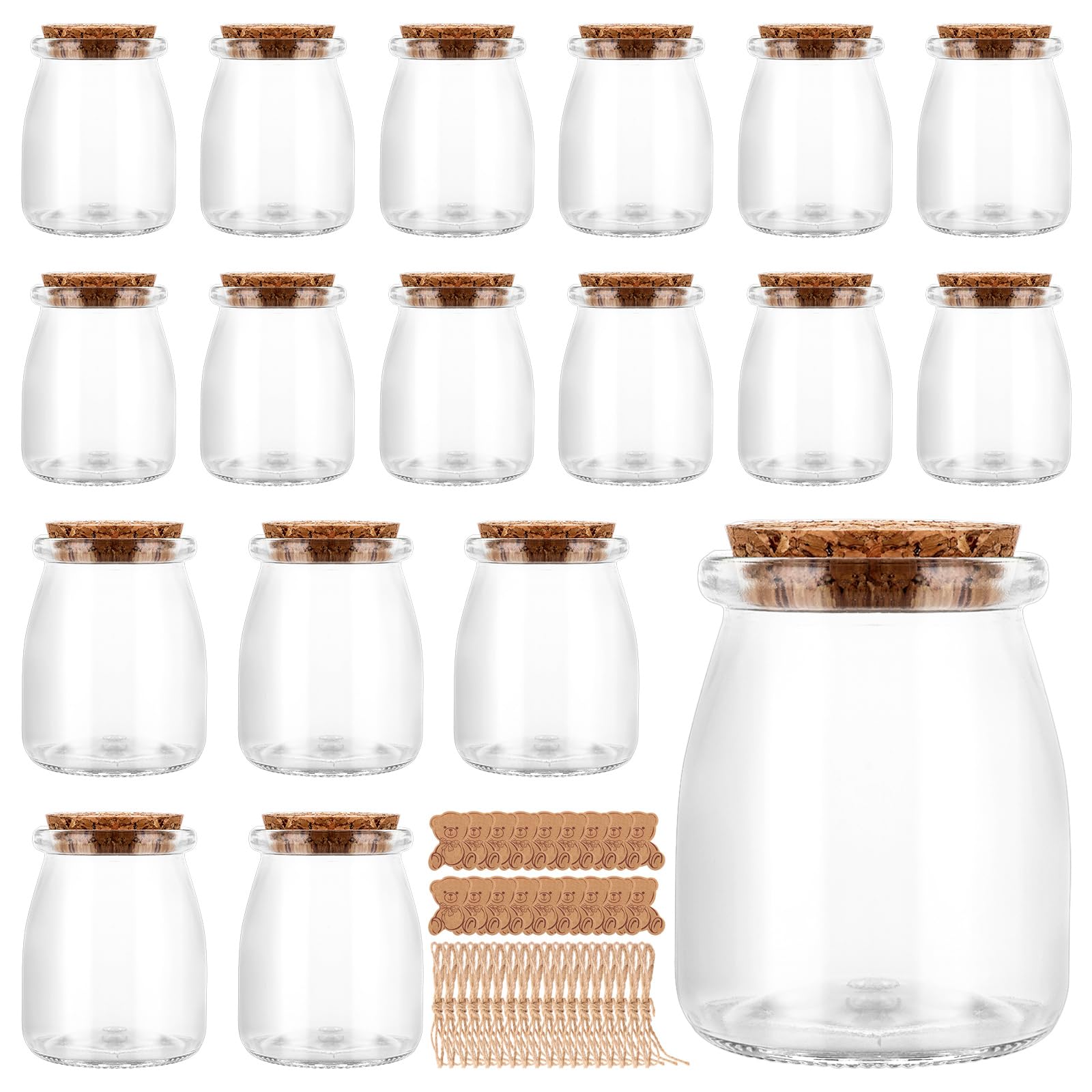 CYEER 18-teiliges Glas-Set mit Korkdeckel, 200 ml