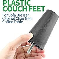 Vista 6 de 4 patas de sofá negras, patas cónicas de muebles de 4 pulgadas, patas de sofá de plástico con pernos de suspensión M8 para sofá, tocador, armario
