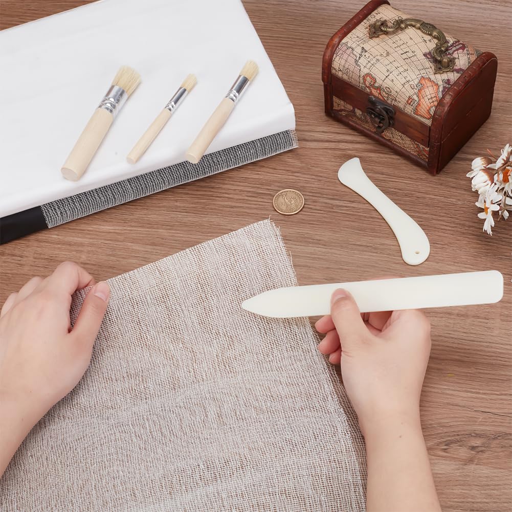 WEBEEDY Kit di tela per rilegatura comprende 3 panni di rilegatura 92 x 100 cm, tessuto di riparazione bianco 2 strati di carta per cartelle in osso e 3 pennelli per riparare la rilegatura di vecchi