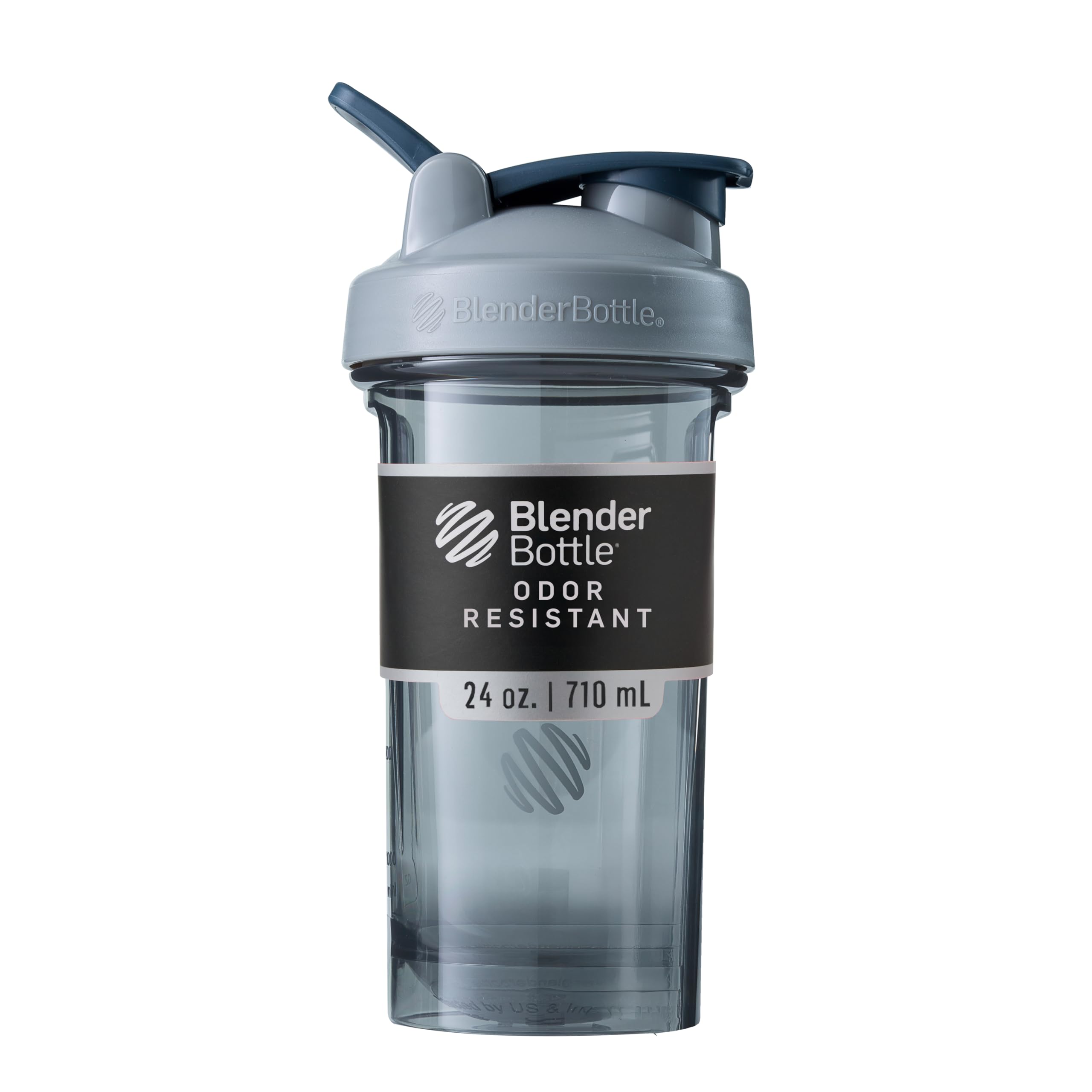 BlenderBottle Shaker Bottle Pro Series Perfect for Protein Shakes and Pre Workout, 24-Ounce, Full-Color Grey