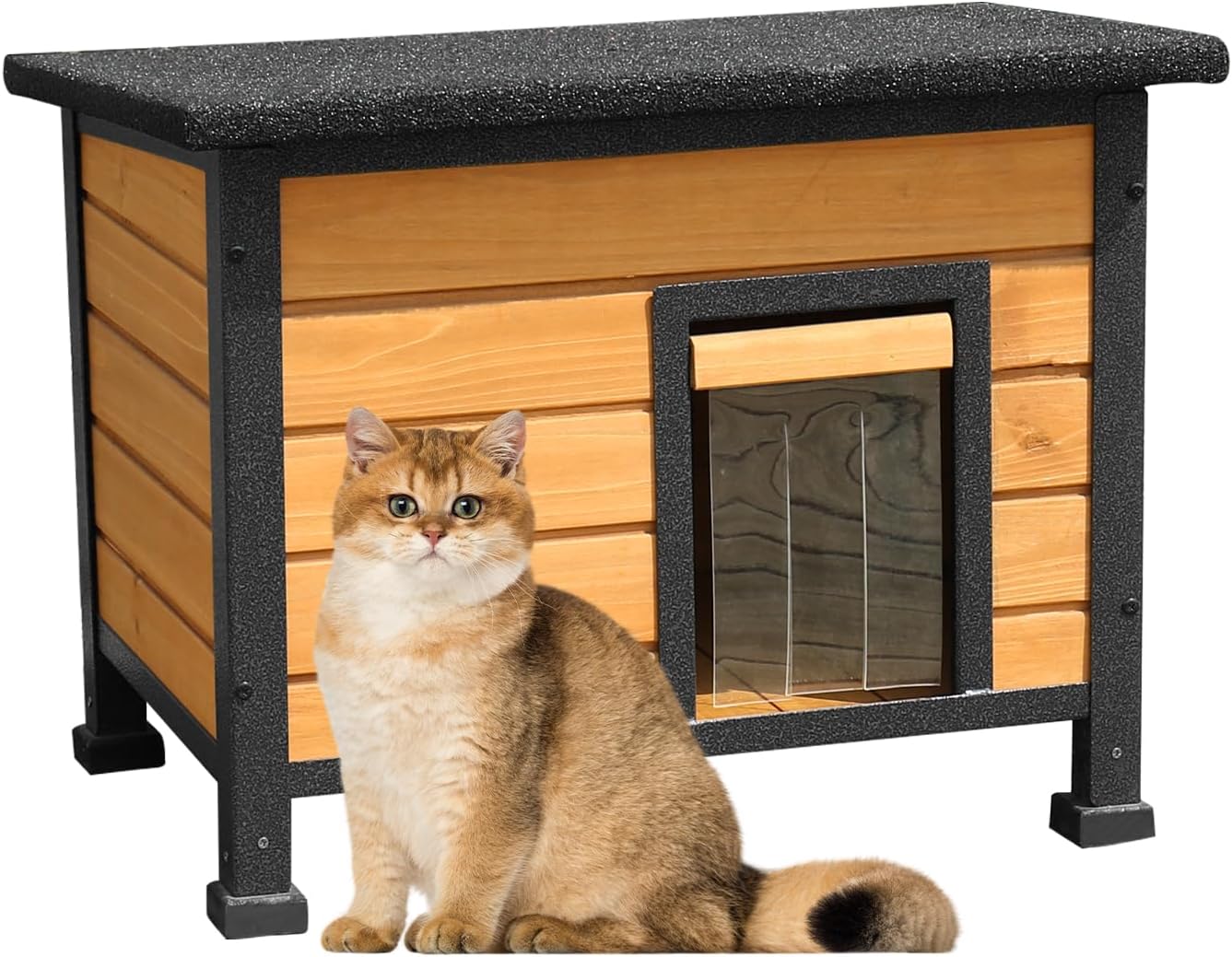 X-ZONE-PET Outdoor Cat House for Cats, Rainproof Outside Kitty House, Wooden Kitten Condo, Waterproof Roof, Indoor and Outdoor use for Cat,Dog,Rabbit and Small Animals