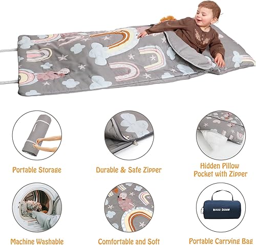 Miniatura 2 de Saco de dormir para niños, sacos de dormir de dinosaurioastronauta espacial para niños, saco de dormir con almohada extraíble para niños y niñas,