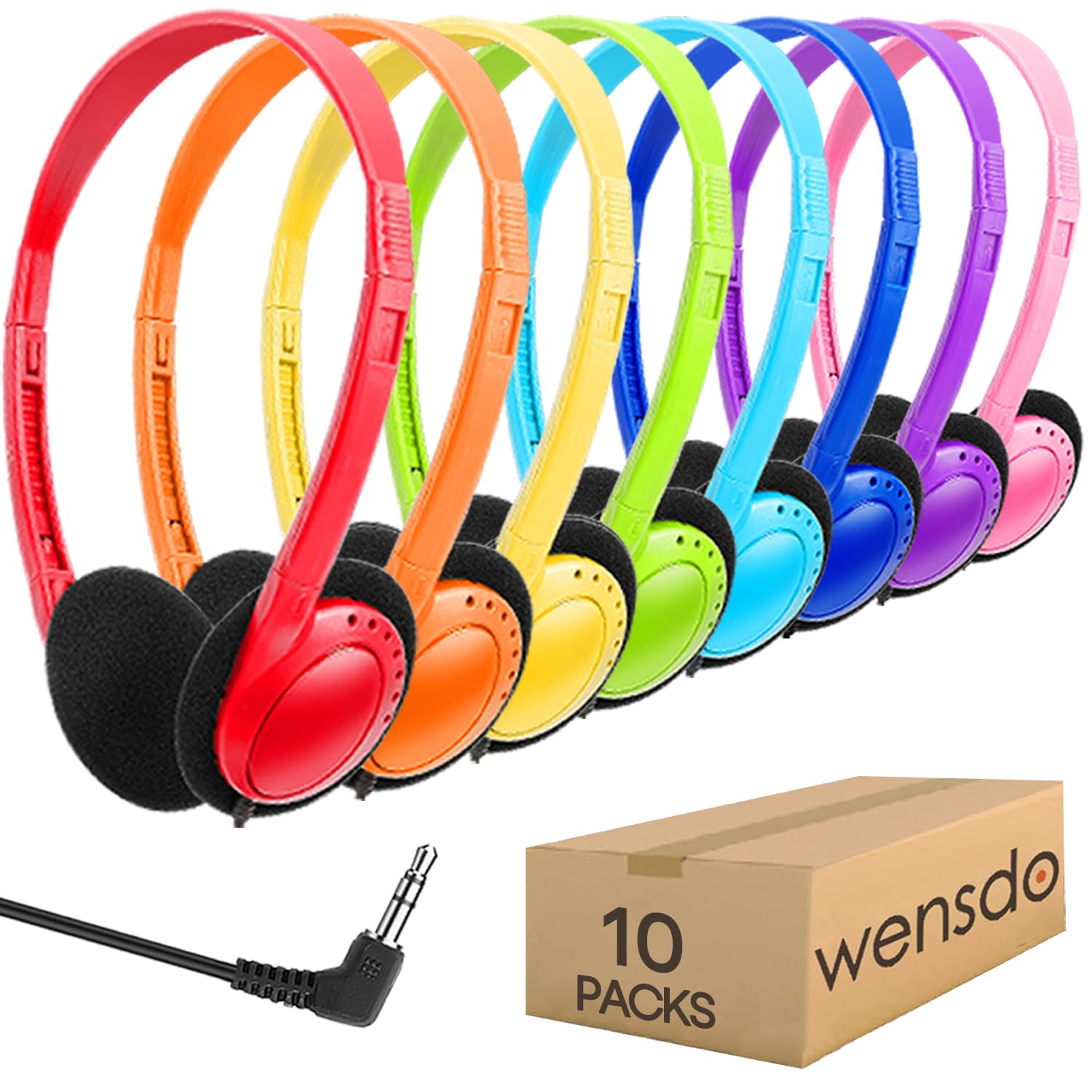 100 Pack Headphones for Classroom Bulk Students Adjustable Headphones Wired Pack Black Over The Head Earphones with 3.5 mm Plug for School Library Museums Teen Boys Girls Adults(Multicolor
