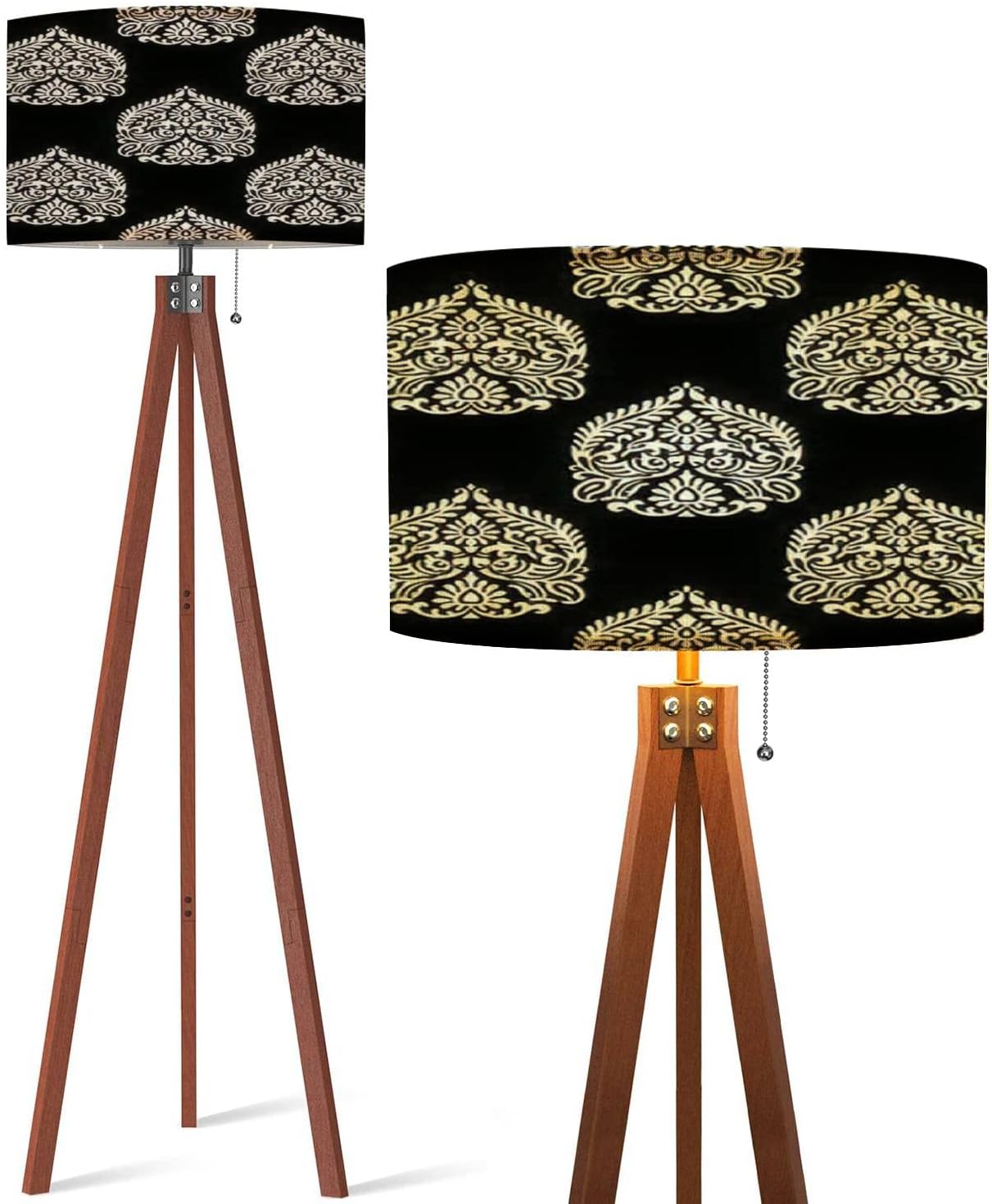 DSFAJWEFH Wood Tripod Floor Lamp Seamless Traditional Asian Design