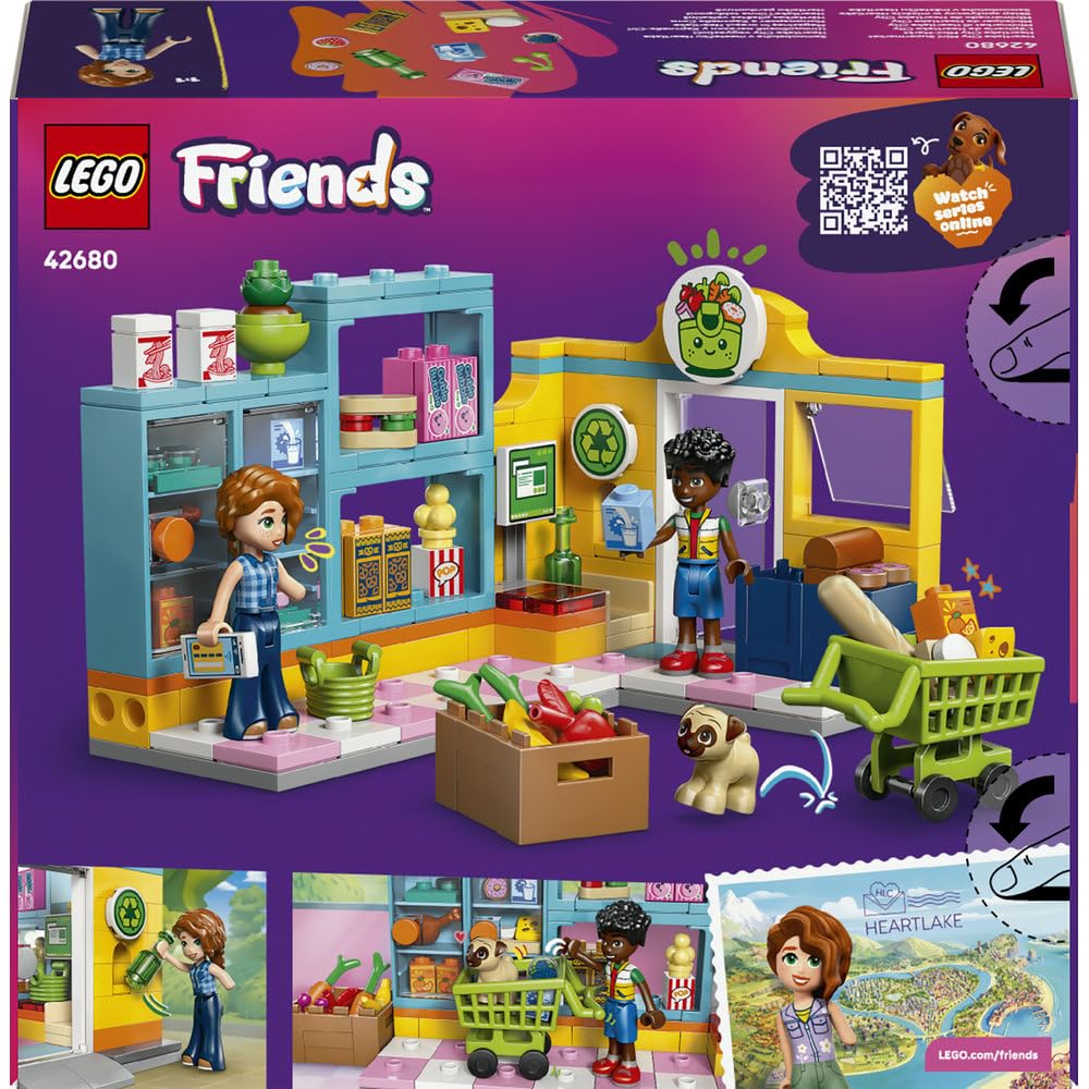 LEGO Friends Sklep spożywczy w mieście Heartlake 42680 | Zabawa w sklep, spożywcza scenka, prezent dla dziewczynki i chłopca 5+, 176 elementów