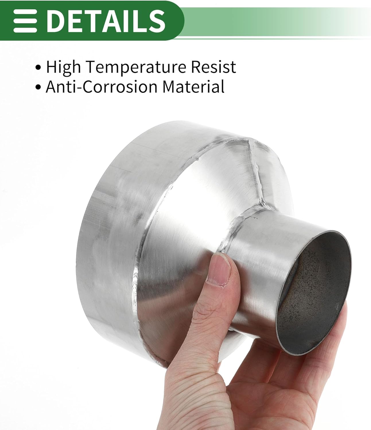 Motoforti 2.5'' OD to 5'' OD Mandrel Exhaust Pipe Adapter Concentric Reducer Car Exhaust Pipe Tubing Piping Adapter 4" Length 201 Stainless Steel Silver Tone