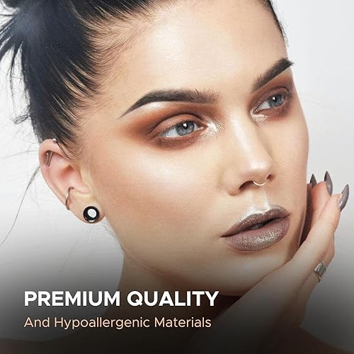 Miniatura 32 de BodyJ4You kit de 37 piezas de diferente calibre para dilatar perforaciones de oreja, aceite de jojoba, 14G-00G, acero quirúrgico Negro